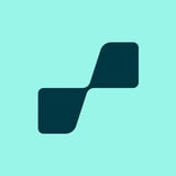 Two dark teal rounded rectangles connected in a staircase pattern on a light turquoise background